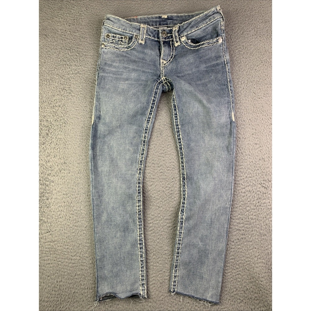 True Religion Jeans Section Skinny Women's 27 Low Cut Denim Raw Hem